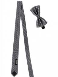 Slim grey tie with bow