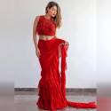 -AB-199 red ruffle saree thumb 2