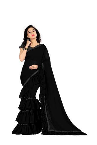 ruffle saree black