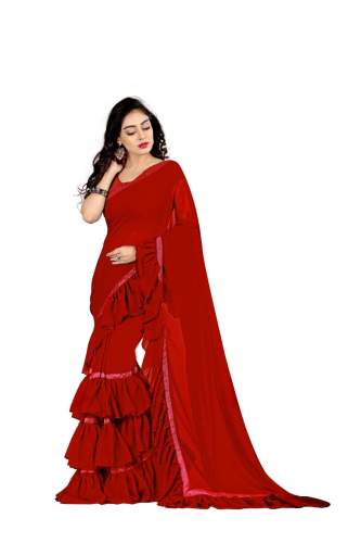 ruffle saree red