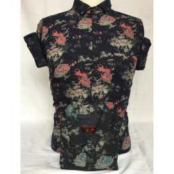 dobby print satin shirt