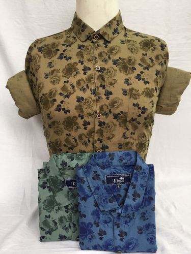 Flower print cotton shirt