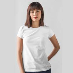Ladies Round white Neck Cotton T-Shirt