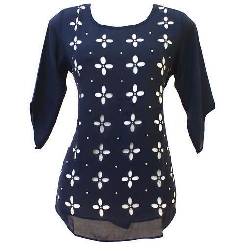Ladies Navy Blue Top by Bobby Garments