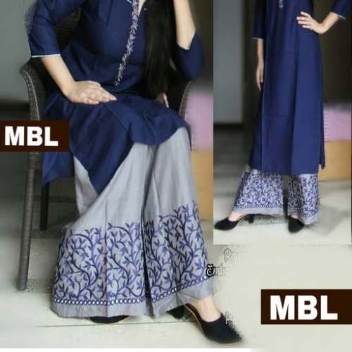 Embroidery Work Plazo Kurti