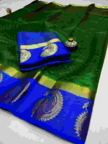 Mango tusser silk saree
