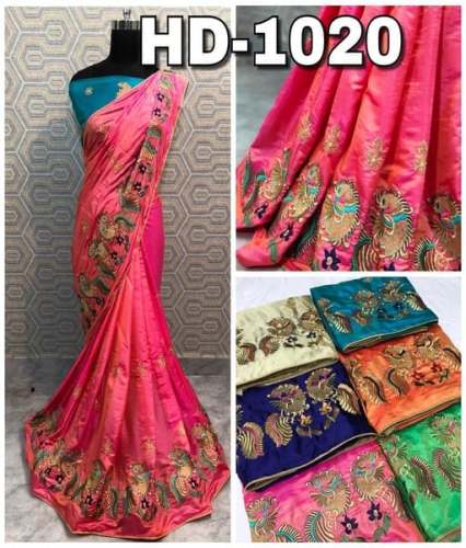 Twin peacock embroidery saree