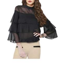 Black Plain Party Wear Top