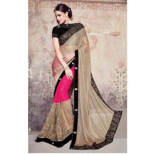 Ladies Fashionable Net Embroidered Saree by Now And Wow