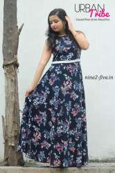 Floral Print Shoulderless Floor Length Dress