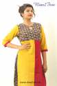 Mustard & Maroon Printed Cotton Straight Fit Kurti thumb 2