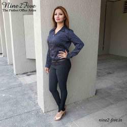 Nine2Five Black Dotted Satin Formal Shirt