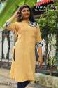 Nine2Five Fawn Color Cotton  Straight Long Kurti thumb 1