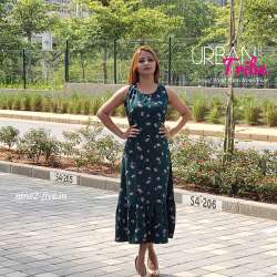 Nine2Five Green Printed Frill Midi