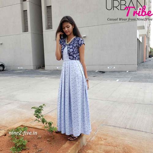 Nine2Five Ice Blue Dotted  Jacket Pattern  Dress.