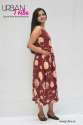 Nine2Five Maroon Printed Rayon Cotton Midi Dress thumb 1