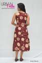 Nine2Five Maroon Printed Rayon Cotton Midi Dress thumb 2