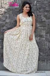Nine2Five Off White Floral Print Long Dress