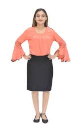 Nine2Five Orange Polymoss Flared Sleeves Top.