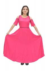 Nine2Five Pink Cotton Cold Shoulder  Dress