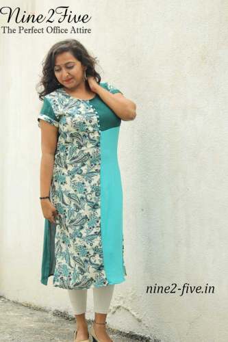 Nine2Five  Polymoss Straight Fit Kurti.