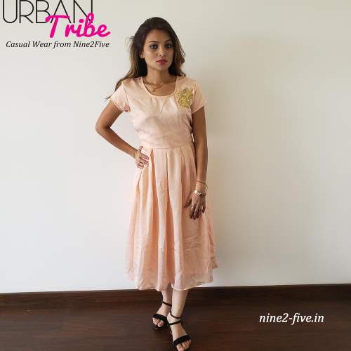 Nine2Five  Satin Heavy Patch On Shoulder Dress