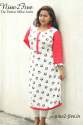 Nine2Five  White & Red Polymoss Straight Kurti.