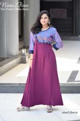 Nine2Five Wine Polymoss  Waist Coat Style Kurti