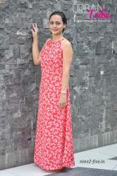Red Polymoss Shoulderless Floor Length Dress