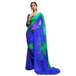 Blue and Green bandhani saree