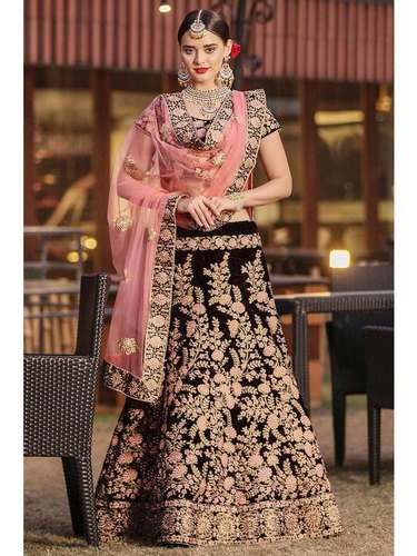 Bridal Velvety Embroidered Lehenga Choli by Habile Creation