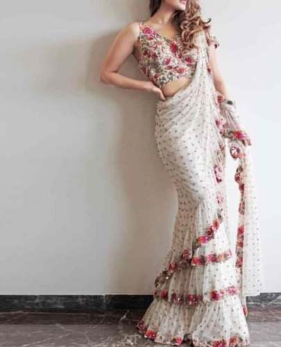 Designer Georgette Ruffle saree