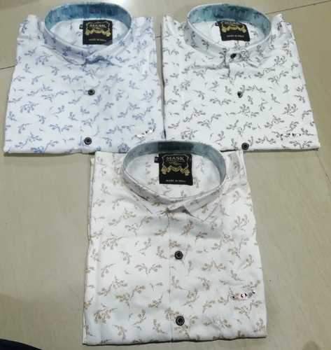 white satin printed shirt