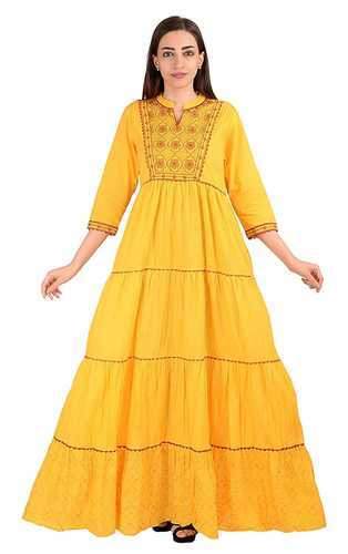 Sunny Yellow Long Anarkali Kurti by Anjali Garment