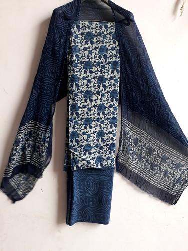 Indigo Hand Block Printed Suit by Veer Handicrafts