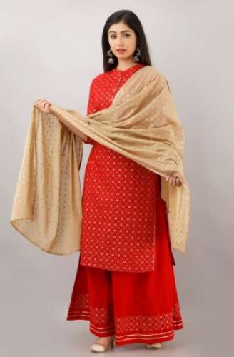 Ladies Block Printed Palazzo Kurtis With Dupatta 