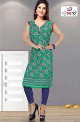Ajmera Cotton Printed Sleeveless Kurtis 