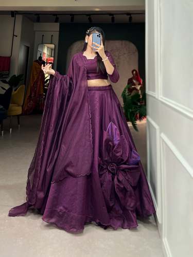 Amazing Exclusive Lehenga Choli With Hand Made Flower