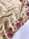 Amrita launch embroidery work tussar silk saree thumb 11