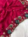Amrita launch embroidery work tussar silk saree thumb 8