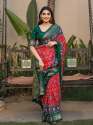 Attractive Red Printed Patola Dola Silk Traditional Saree