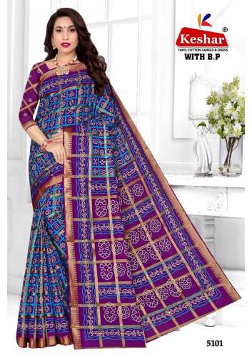 Bandhani Cotton Patola Casual Saree By Keshar Brand