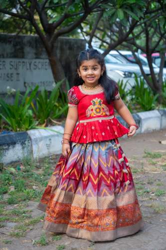 Banglory Silk Embroidery kids girls Lehenga With Blouse 