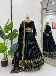 Beautiful And Premium Viscose Velvet Semi-Stitched Lehenga Dupatta
