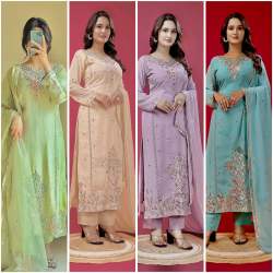 Beautiful Embroidery Sequence Work 3 Piece Long Kurti