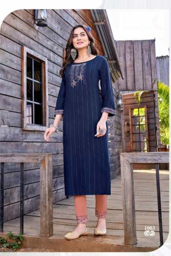 Beautiful Heavy Dobby Rayon Kurti With Hand Work 