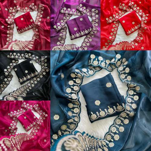 Beautiful Jaipuri gota work all over in jimmy choo saree