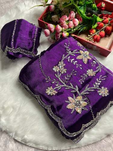 Beautiful  Khatli Cut Dana Handwork Jimmy Choo Saree