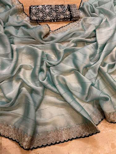 Beautiful Looking Poly Chiffon Sequence Saree