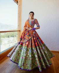 Beautiful printed Navratri lehenga choli with real mirror work 